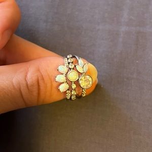 Opal sterling silver stackable rings